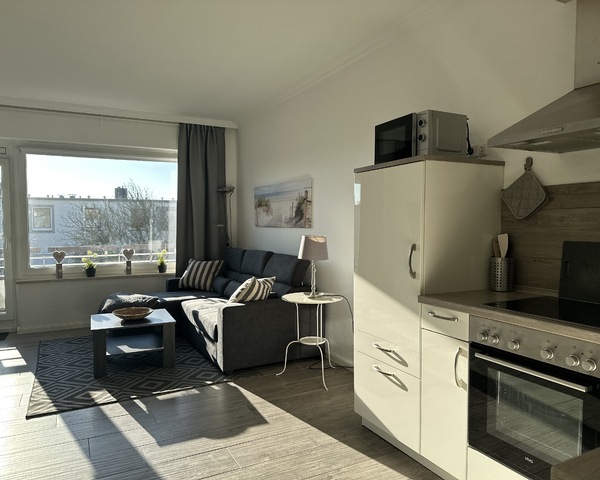 Ferienwohnung Büsum : Wohnzimmer mit Küche