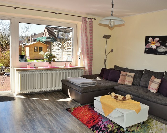 Wohnzimmer mit Schlafcouch exklusiv usedom